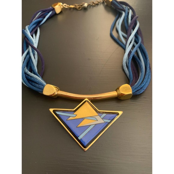 Michaela Frey Enamel Medallion Necklace // Vintage 1980s Avant Garde Jewelry - Picture 9 of 9